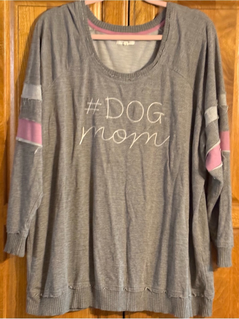 Maurice's #DOG Mom Oversized Gray Sweatshirt with Pink Accent 3X